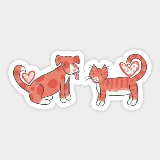 Heart Dog and Cat Sticker